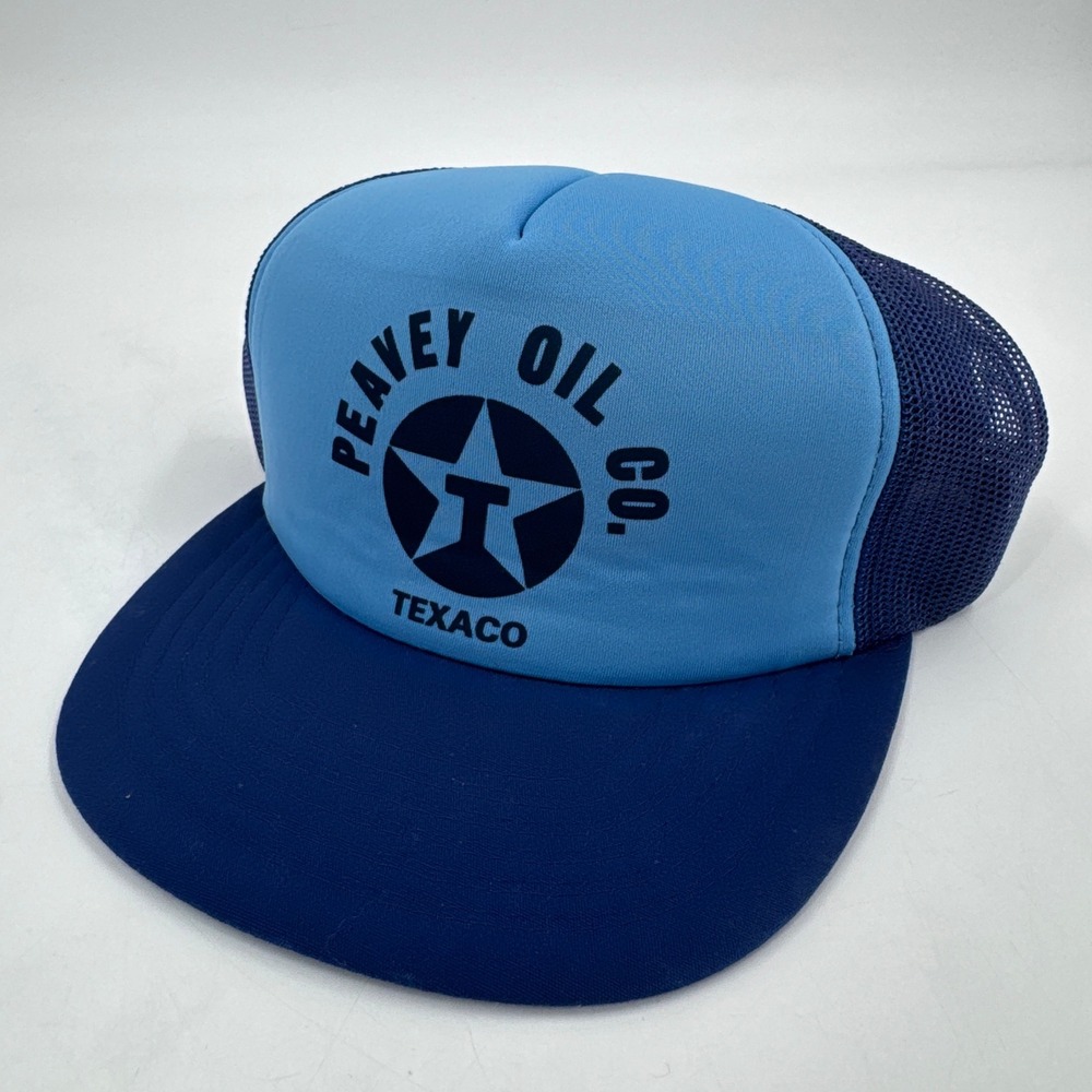 Yupoong Trucker Hat Mens OSFA Blue Vintage Peavey Oil Co Texaco Snapback Mesh